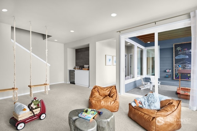 living room featuring carpet flooring