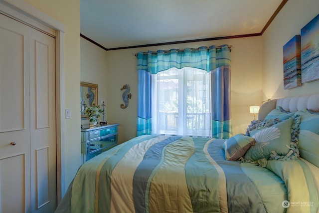 bedroom with ornamental molding