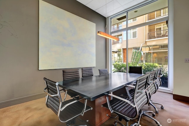 office space featuring floor to ceiling windows