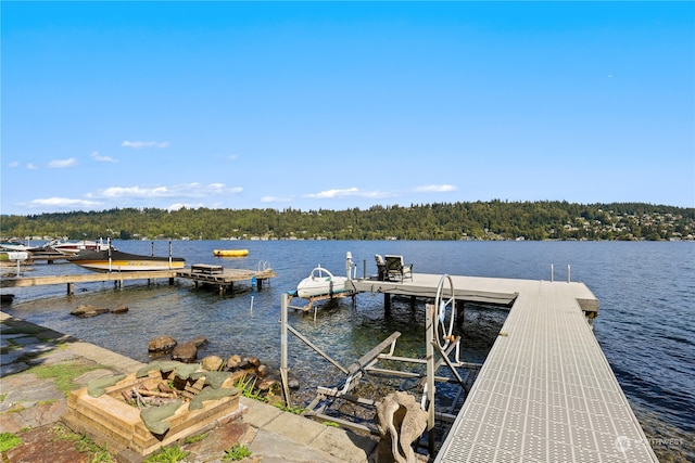 dock area featuring a water view