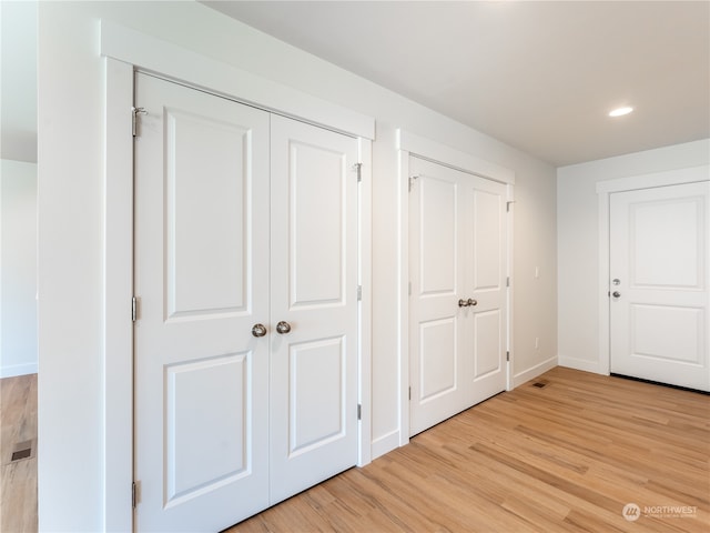 interior space with light hardwood / wood-style flooring