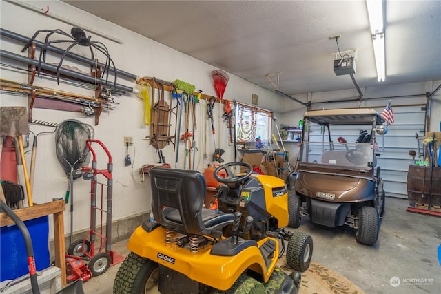 garage with a garage door opener