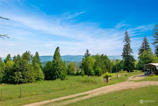 view of road featuring a rural view