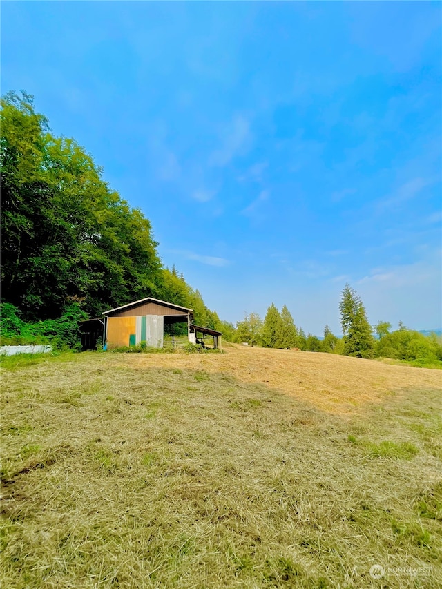 view of yard with an outbuilding