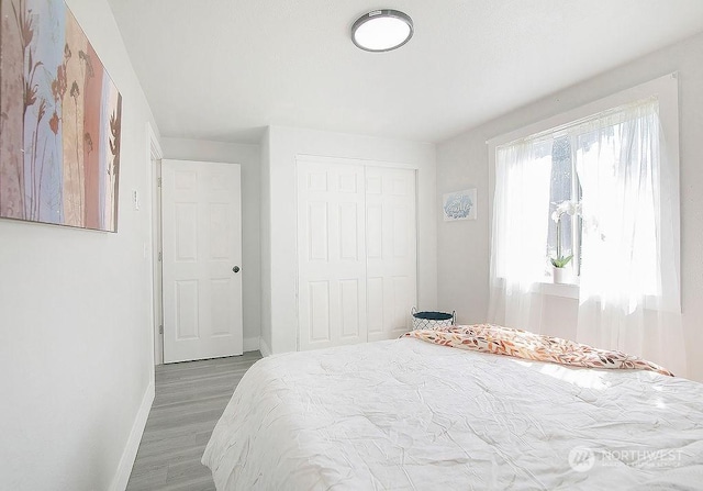317 2nd Ave NW, Kelso, WA 98626 - bedroom featuring a closet, light wood finished floors, and baseboards