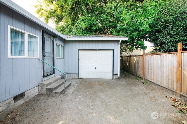 view of garage