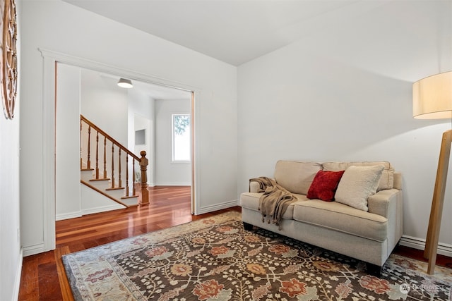 living room with wood-type flooring