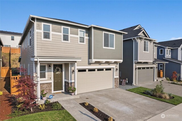 view of front of property featuring a garage