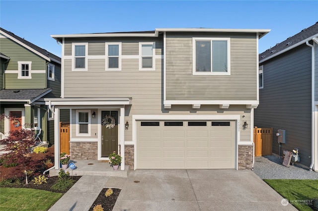 view of front of house with a garage