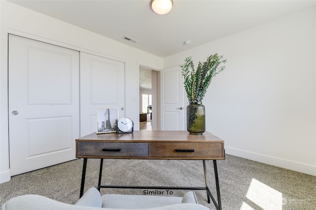 home office with carpet floors