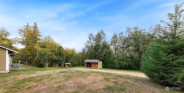 view of yard with an outdoor structure