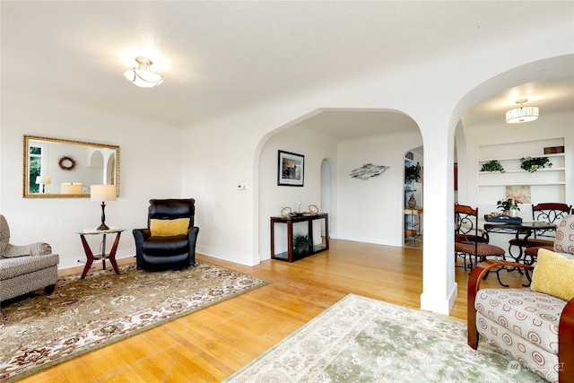 living room featuring light wood-type flooring