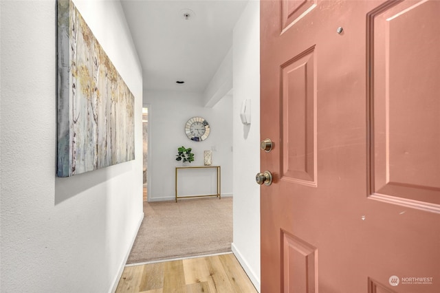 hall featuring light wood-type flooring