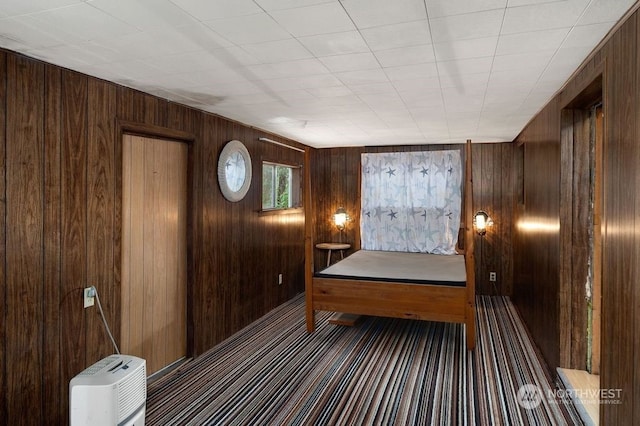 view of sauna / steam room featuring wood walls