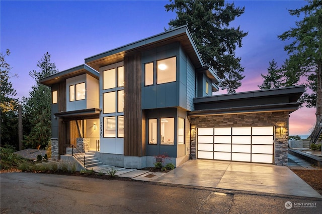 contemporary home with a garage