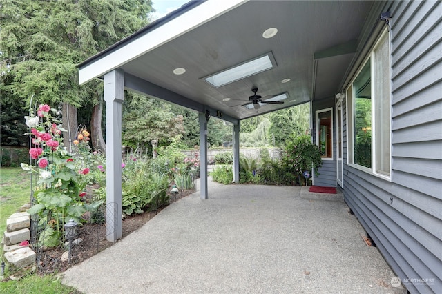 view of patio with ceiling fan