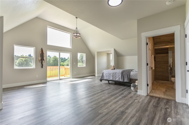 bonus room featuring hardwood / wood-style flooring and high vaulted ceiling