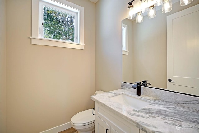 bathroom with toilet and vanity