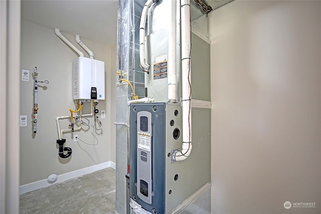 utility room with water heater