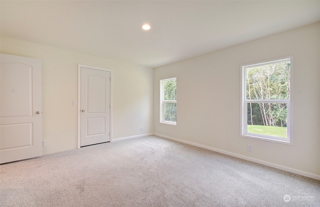 carpeted spare room featuring a wealth of natural light