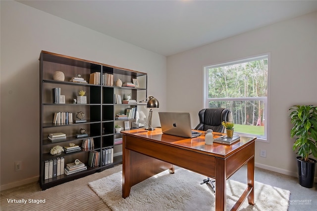 view of carpeted office space