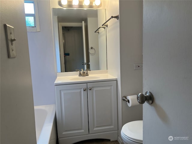 full bathroom with vanity, toilet, and tub / shower combination