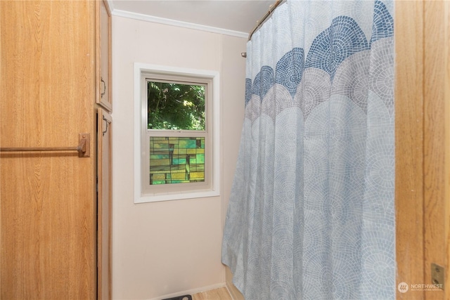 bathroom featuring a shower with curtain