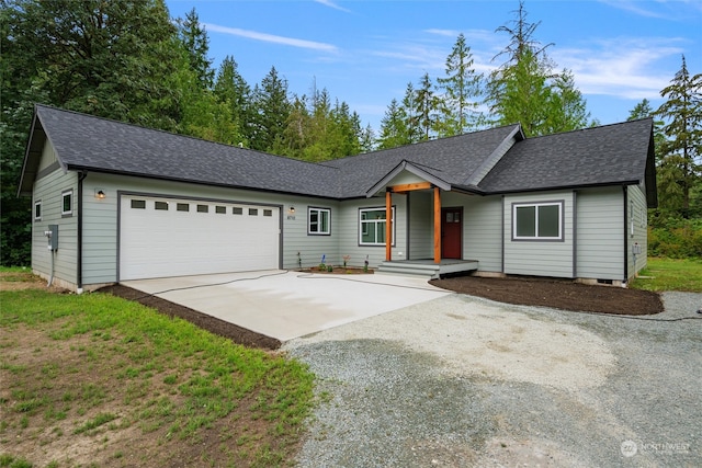 single story home with a garage