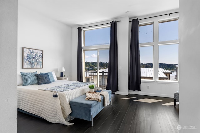 bedroom featuring multiple windows and hardwood / wood-style flooring