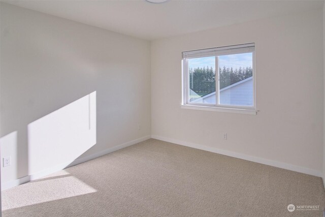 unfurnished room featuring light carpet