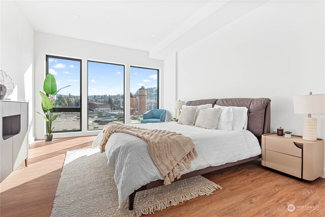 bedroom featuring light wood-type flooring