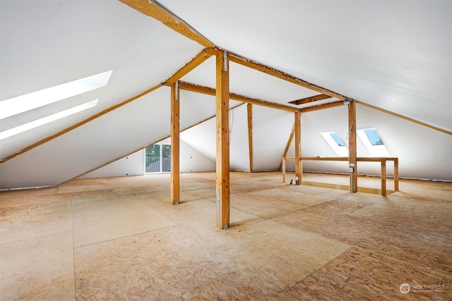 attic with a skylight