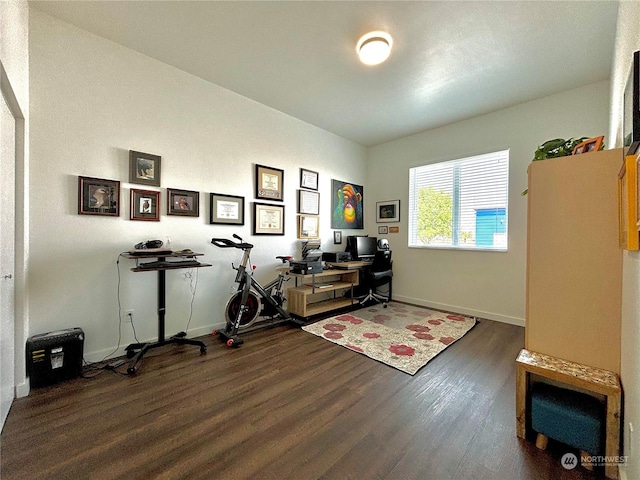 office area with dark hardwood / wood-style floors