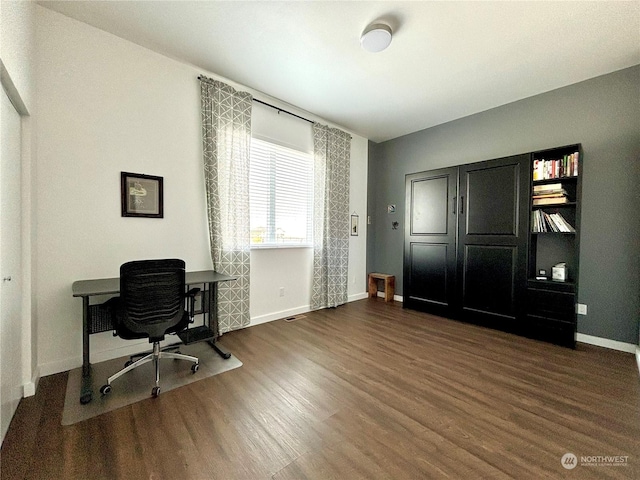 office featuring dark wood-type flooring