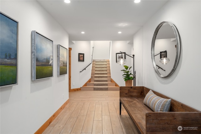 hall featuring light hardwood / wood-style floors