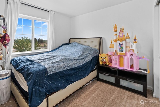 bedroom featuring carpet