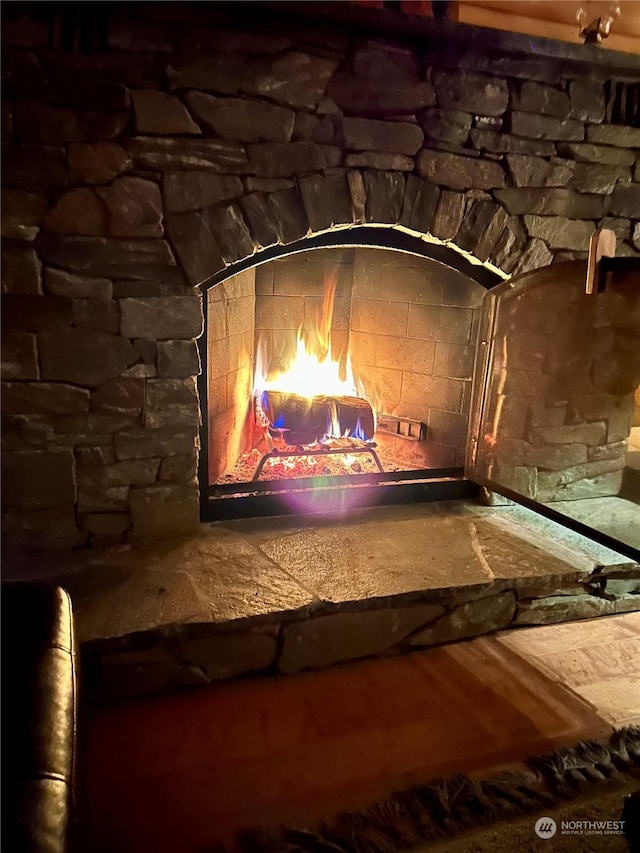 room details featuring a fireplace