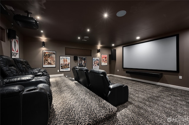 view of carpeted home theater