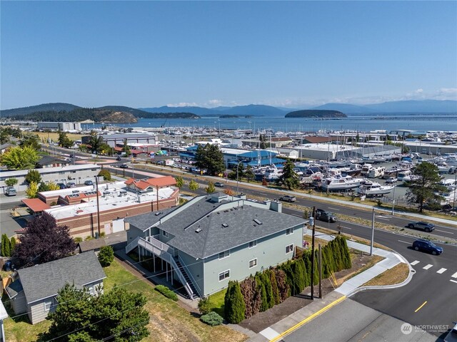 aerial view with a mountain view