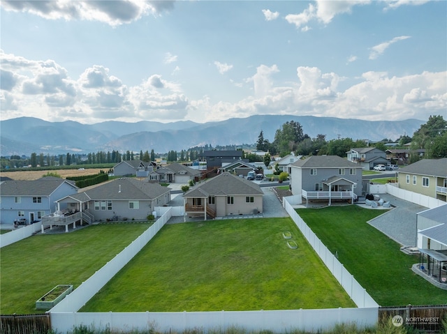 aerial view featuring a mountain view