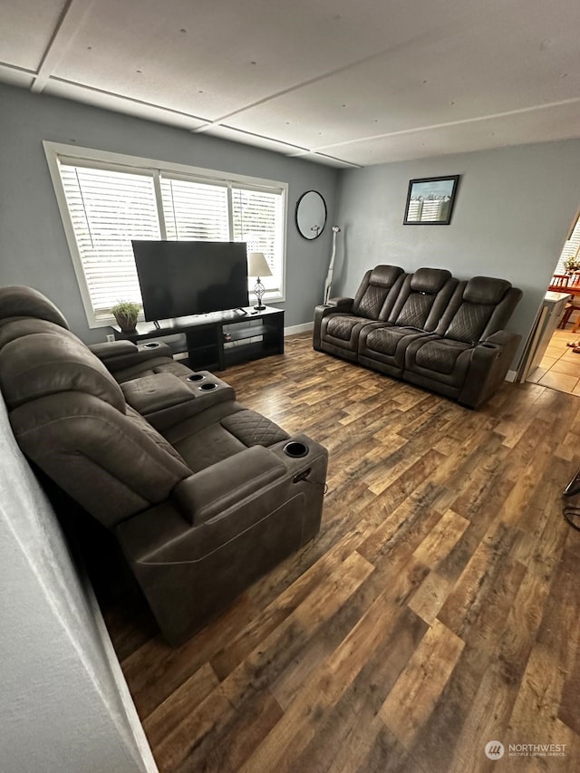 living room with wood-type flooring