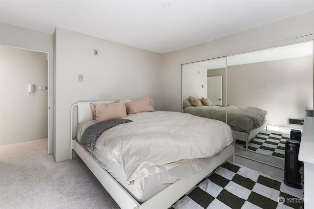 bedroom with a closet and carpet floors