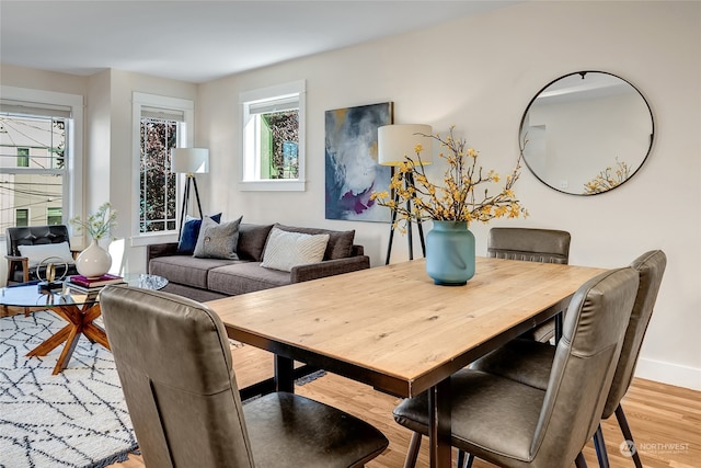 dining area featuring light wood-type flooring