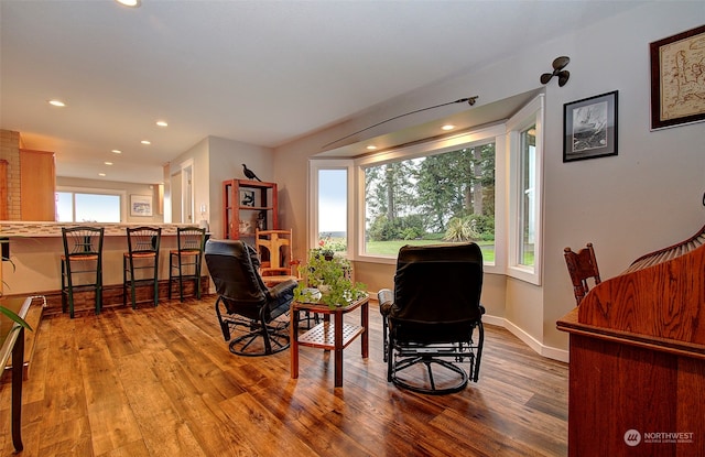 24424 Sandridge Rd, Ocean Park, WA 98640 - living area with wood finished floors, baseboards, and recessed lighting