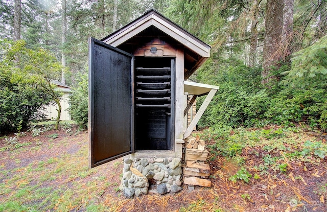 24424 Sandridge Rd, Ocean Park, WA 98640 - view of shed with a forest view