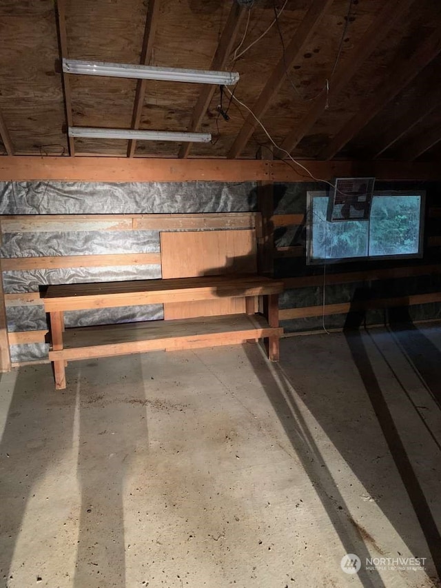 view of unfinished attic