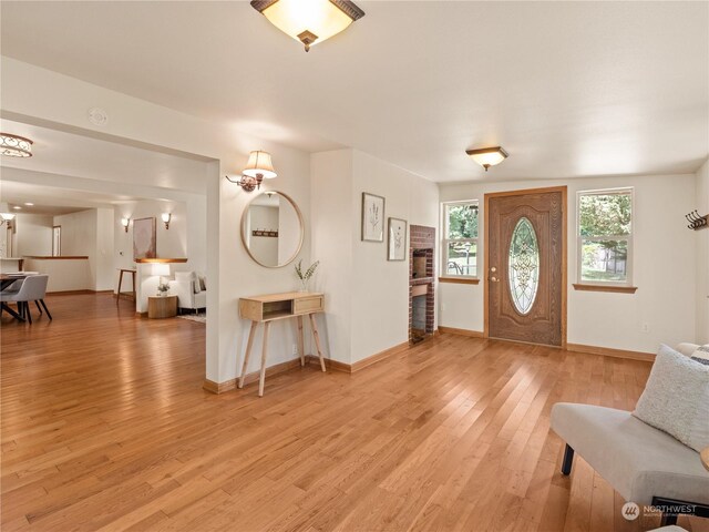 foyer entrance featuring light hardwood / wood-style flooring