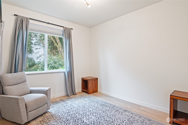 sitting room featuring light hardwood / wood-style flooring