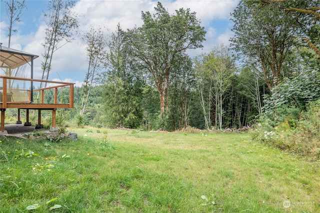 view of yard with a wooden deck