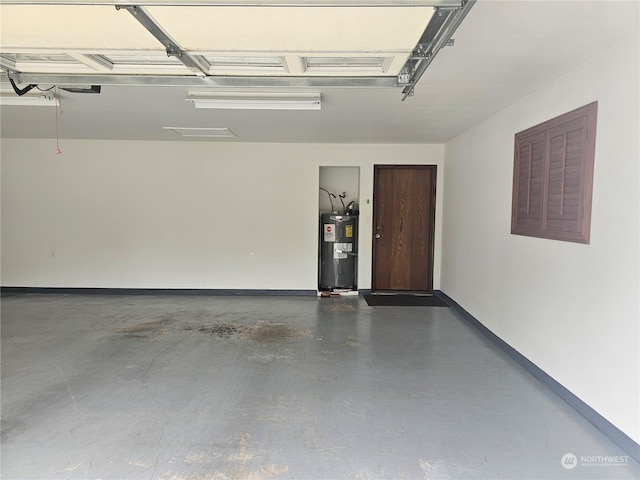 garage featuring water heater